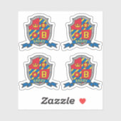 Anfangsbuchstabe B individuelle Name Löwe Wappen S Aufkleber (Blatt)