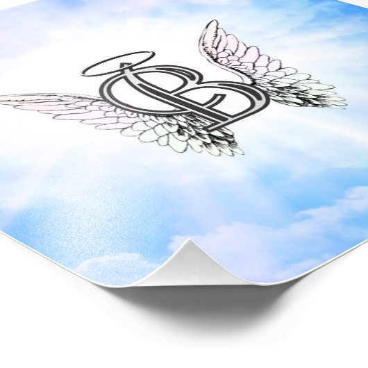 Anfangsbuchstabe B mit Engelswing Fotodruck (Ecke)