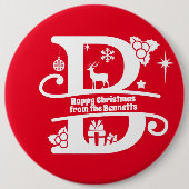Anfangsbuchstabe B Monogramm Familienname Gruß Button (Vorderseite)