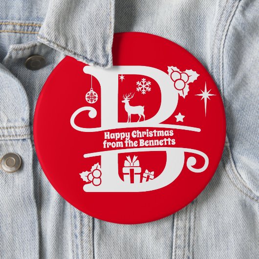 Anfangsbuchstabe B Monogramm Familienname Gruß Button (Beispiel)