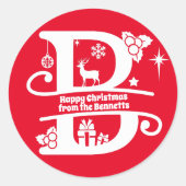 Anfangsbuchstabe B Monogramm Familienname Gruß Runder Aufkleber (Vorderseite)