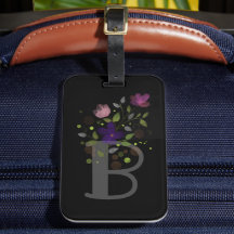 Anfangsbuchstabe B Plus Floral Design Gepäckmarke
