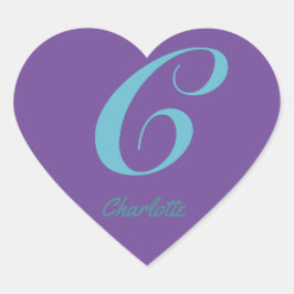 Anfangsbuchstabe C Lila blauer Text Herz-Aufkleber