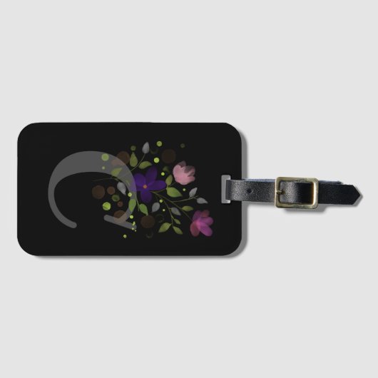 Anfangsbuchstabe C Plus Floral Design Gepäckmarke Gepäckanhänger (Vorderseite (Horizontal))