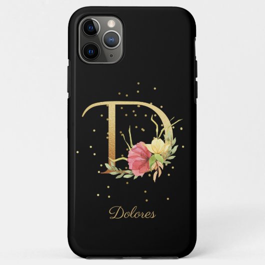 Anfangsbuchstabe D für das Floral Monogramm Case-Mate iPhone Hülle (Rückseite)