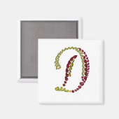 Anfangsbuchstabe D für Edelsteine Magnet (Vorderseite/Rückseite)