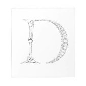 Anfangsbuchstabe D Knochen Notizblock (Vorderseite)