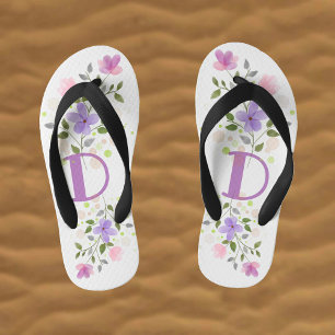 Anfangsbuchstabe D Plus Blumendesign Kinderbadesandalen