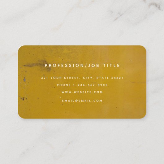 Anfangsbuchstabe der gelben Rostmetallic-Textur Visitenkarte (Rückseite)