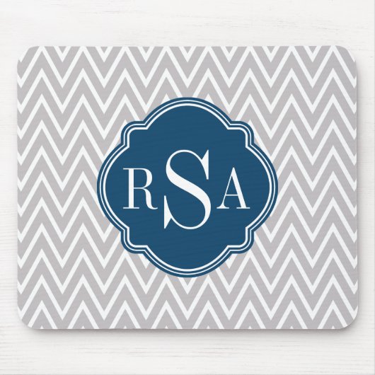 Anfangsbuchstabe der grauen Zickzack Navy Mousepad (Vorne)