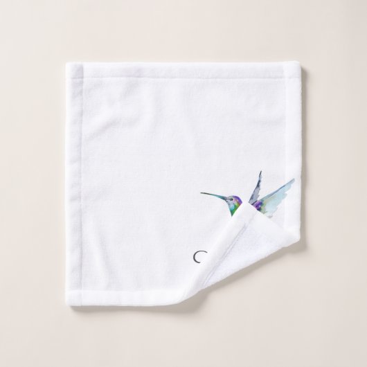 Anfangsbuchstabe der Hummingbird Aquarellfarbe Badhandtuch Set (Waschlappen)