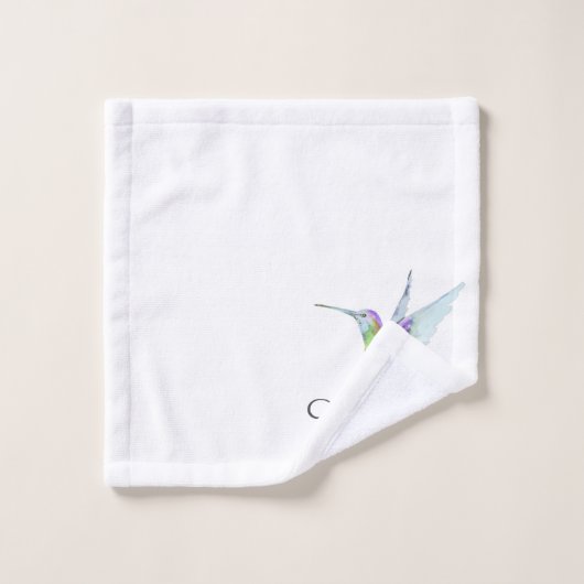 Anfangsbuchstabe der Hummingbird Aquarellfarbe Badhandtuch Set (Waschlappen)