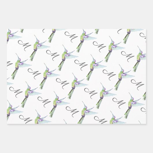 Anfangsbuchstabe der Hummingbird Aquarellfarbe Geschenkpapier Set (Vorderseite 2)
