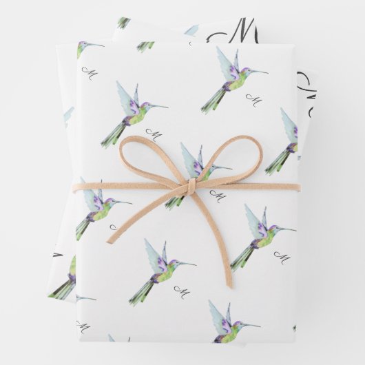 Anfangsbuchstabe der Hummingbird Aquarellfarbe Geschenkpapier Set (Beispiel)