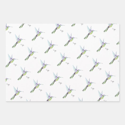 Anfangsbuchstabe der Hummingbird Aquarellfarbe Geschenkpapier Set (Vorderseite)