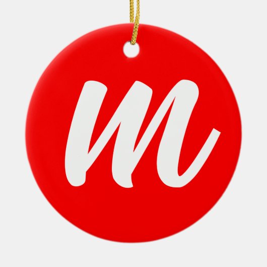 Anfangsbuchstabe der Roten Weißkalligraphie Keramik Ornament (Vorne)