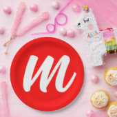 Anfangsbuchstabe der Roten Weißkalligraphie Pappteller (Party)