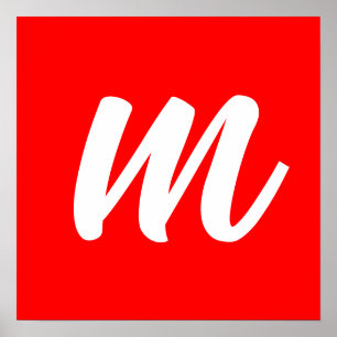 Anfangsbuchstabe der Roten Weißkalligraphie Poster