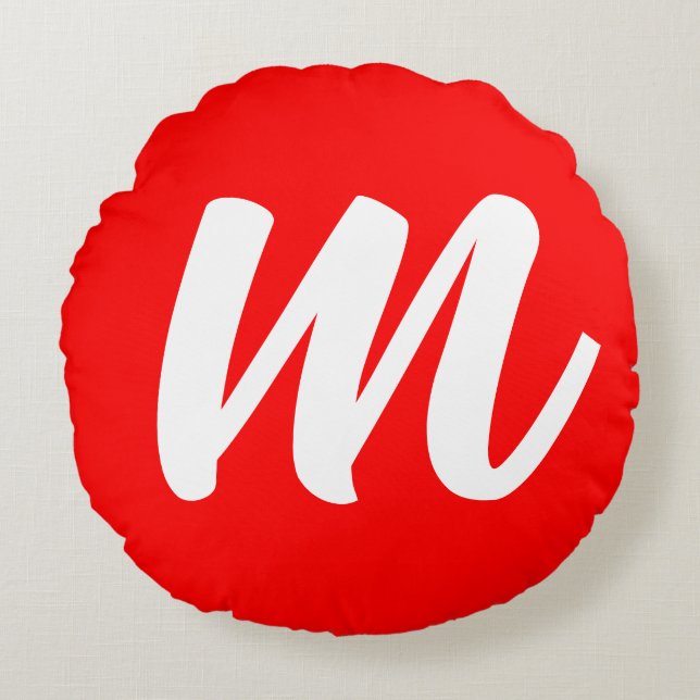 Anfangsbuchstabe der Roten Weißkalligraphie Rundes Kissen (Vorderseite)