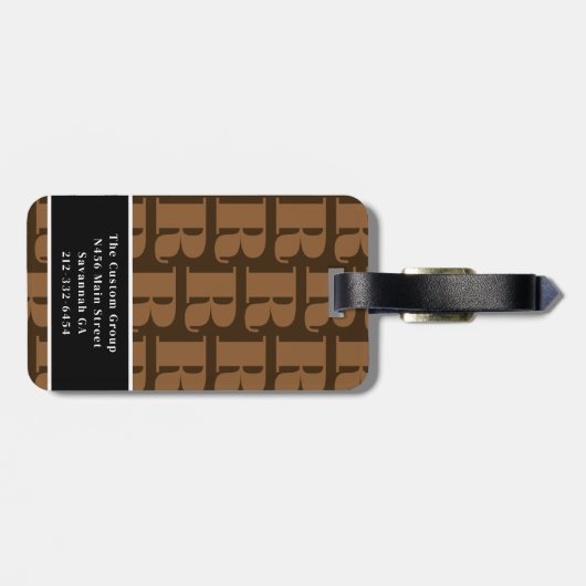 Anfangsbuchstabe des braunen Schwarz-weißen modern Gepäckanhänger (Rückseite horizontal)