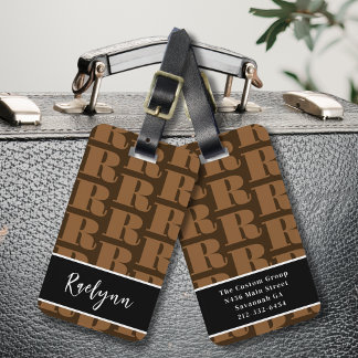 Anfangsbuchstabe des braunen Schwarz-weißen modern Gepäckanhänger