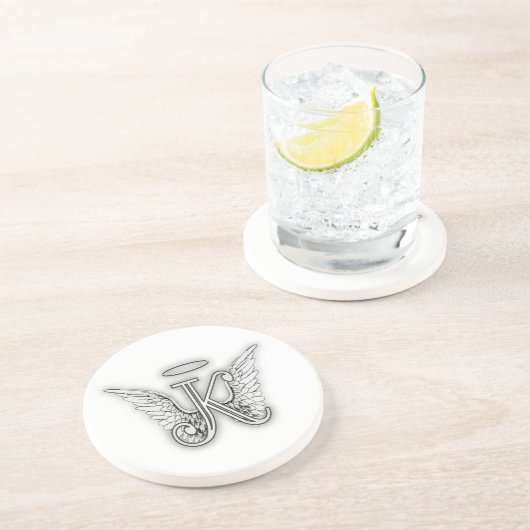 Anfangsbuchstabe des Engels-Alphabet-K Wings Halo Untersetzer (Seite)