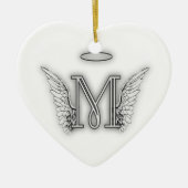 Anfangsbuchstabe des Engels-Alphabet-M Wings Halo Keramik Ornament (Vorne)