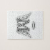Anfangsbuchstabe des Engels-Alphabet-M Wings Halo Puzzle (Horizontal)