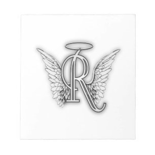 Anfangsbuchstabe des Engels-Alphabet-R Wings Halo Notizblock