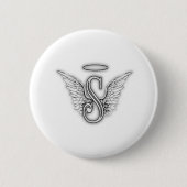 Anfangsbuchstabe des Engels-Alphabet-S Wings Halo Button (Vorderseite)