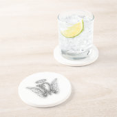 Anfangsbuchstabe des Engels-Alphabet-V Wings Halo Untersetzer (Seite)