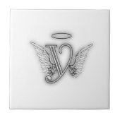 Anfangsbuchstabe des Engels-Alphabet-Y Wings Halo Fliese (Vorderseite)