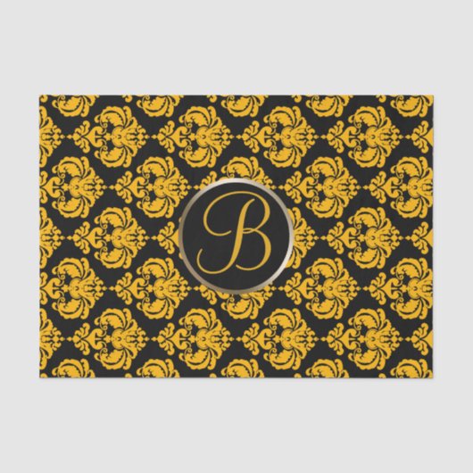 Anfangsbuchstabe des Monogrammes Gelb/Schwarz-Glam Seidenpapier (Vorderseite)