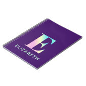 Anfangsbuchstabe E Regenbogen Personalisiert Lila Notizblock (Linke Seite)