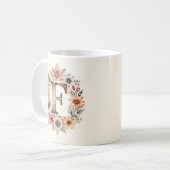 Anfangsbuchstabe F Blumen Boho Blumen Tasse  (Vorderseite Links)