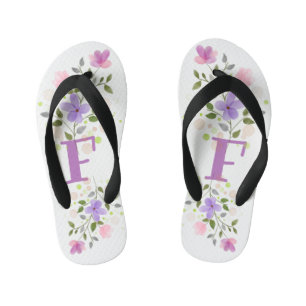 Anfangsbuchstabe F Plus Blumendesign Kinderbadesandalen
