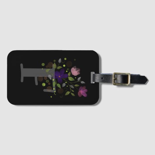 Anfangsbuchstabe F Plus Floral Design Gepäckmarke Gepäckanhänger (Vorderseite (Horizontal))