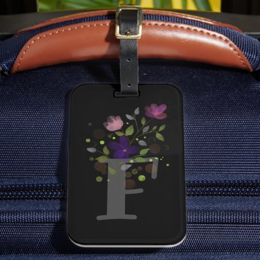 Anfangsbuchstabe F plus florales Design-Gepäckanhä Gepäckanhänger (Vorderseite Insitu 2)