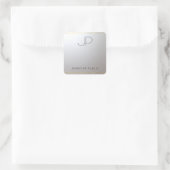 Anfangsbuchstabe für Gold Silver Monogram Quadratischer Aufkleber (Tasche)