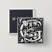 Anfangsbuchstabe G Mittelalterliches Monogramm Vin Button (Vorne & Hinten)