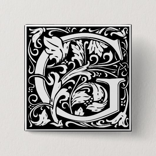 Anfangsbuchstabe G Mittelalterliches Monogramm Vin Button (Vorderseite)