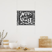 Anfangsbuchstabe G Mittelalterliches Monogramm Vin Poster (Küche)