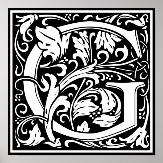 Anfangsbuchstabe G Mittelalterliches Monogramm Vin Poster (Vorne)