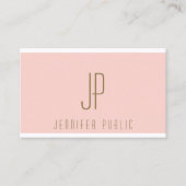Anfangsbuchstabe Gold Blush Pink Modernes Monogram Visitenkarte (Vorderseite)