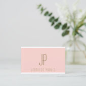 Anfangsbuchstabe Gold Blush Pink Modernes Monogram Visitenkarte (Stehend Vorderseite)