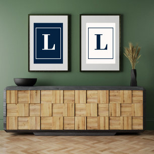 Anfangsbuchstabe   Graues modernes Monogramm stilv Poster