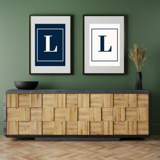 Anfangsbuchstabe | Graues modernes Monogramm stilv Poster