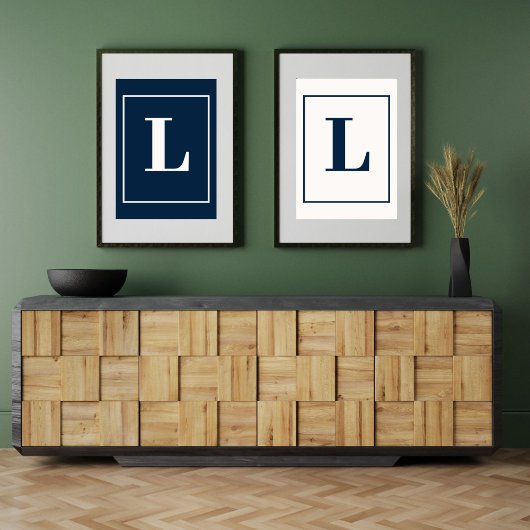 Anfangsbuchstabe | Graues modernes Monogramm stilv Poster