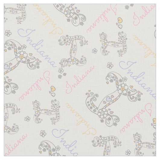 Anfangsbuchstabe I benutzerdefiniertes Indiana-Nam Stoff (Nahaufnahme)