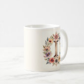 Anfangsbuchstabe I Flower Boho Blumen Tasse (VorderseiteRechts)